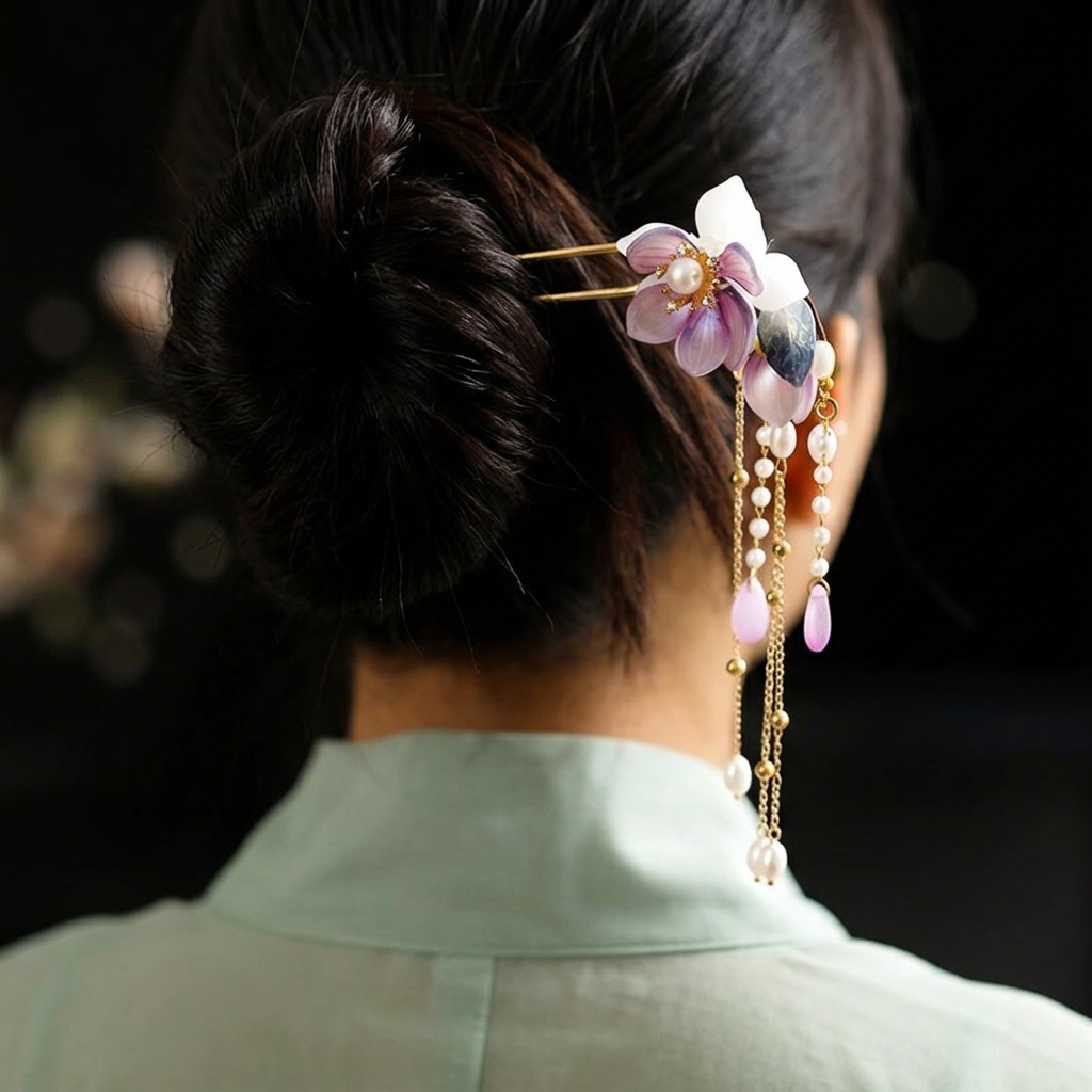 合金 U 字型ヘアピン、蘭の花の装飾付き、滑らかな手磨きアッ - Drone Camera Stabilized のレビューと価格