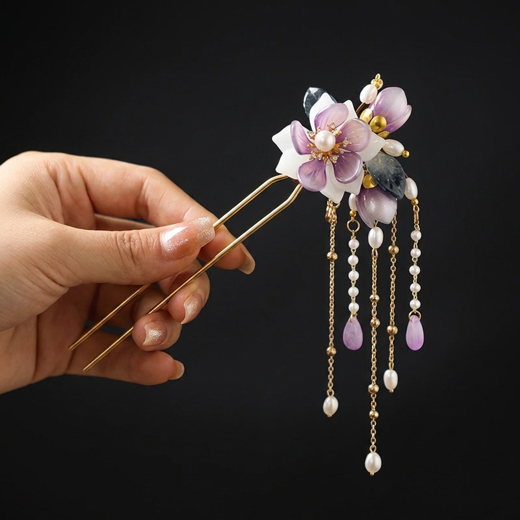 合金 U 字型ヘアピン、蘭の花の装飾付き、滑らかな手磨きアッ - Drone Camera Stabilized のレビューと価格